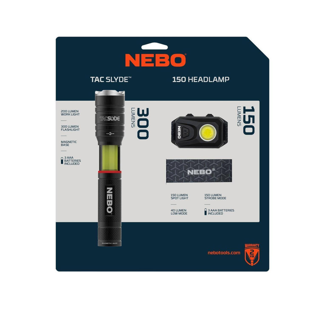 NEB-6746CP3 - Nebo Tac Slyde & 150 Headlamp Combo Pack