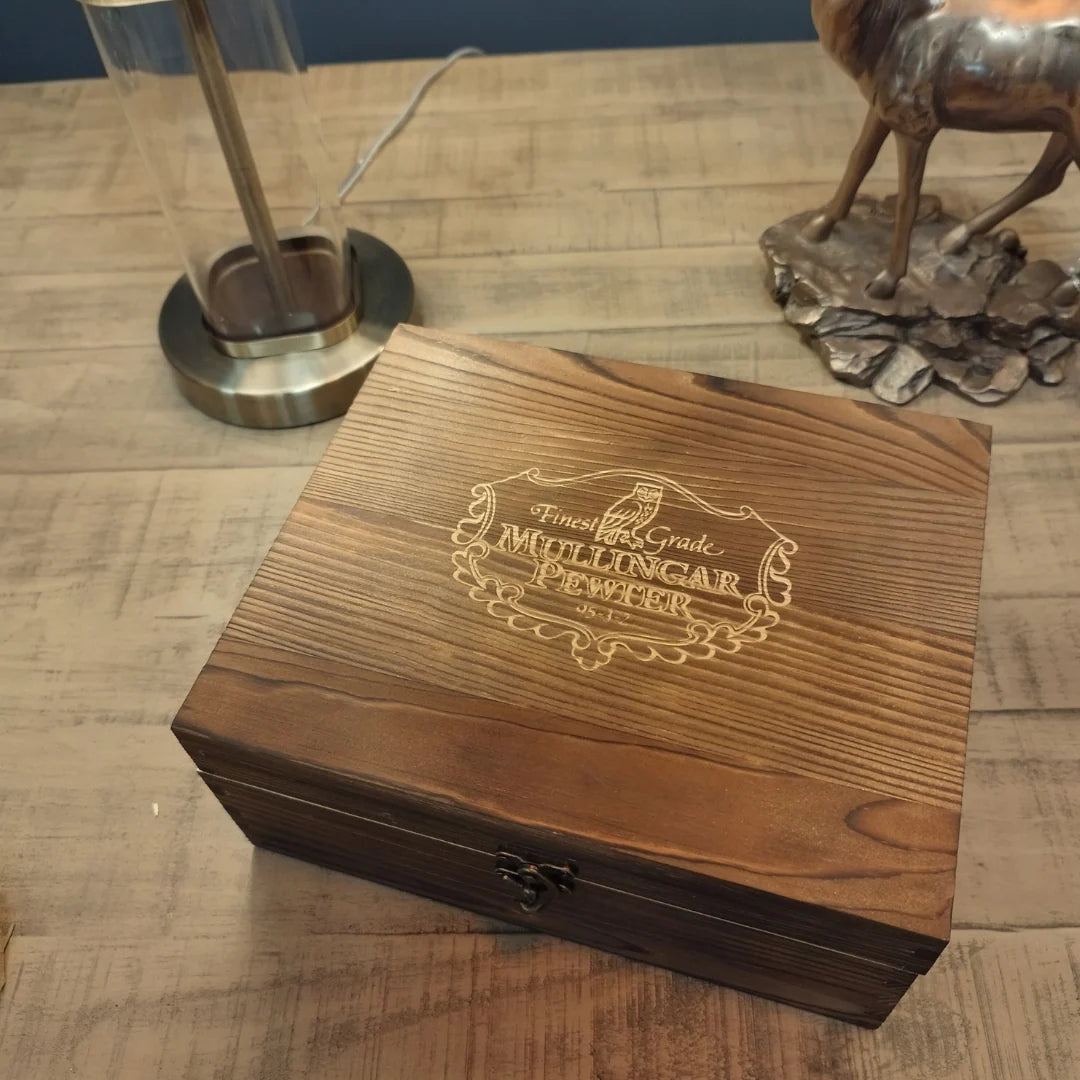 Mullingar Pewter Cut Whiskey Crystal Glass Gift Presentation set.