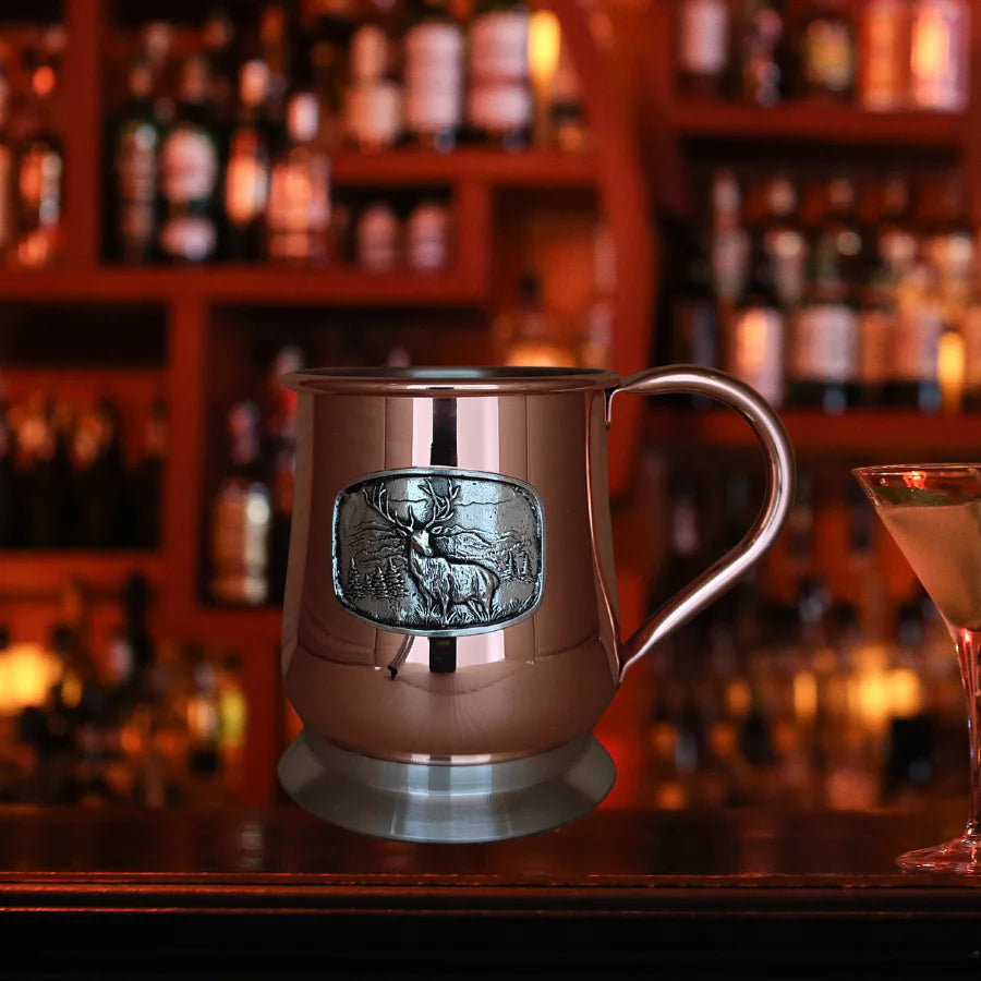 Copper Coloured Tankard with Pewter Base and Irish Design