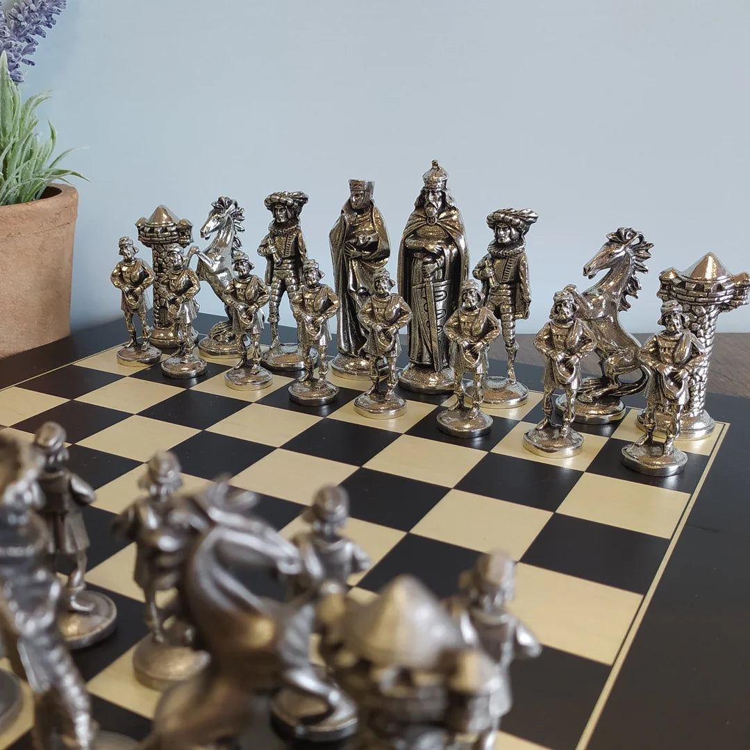 Mullingar Pewter Medieval Pewter Chess Set with Board