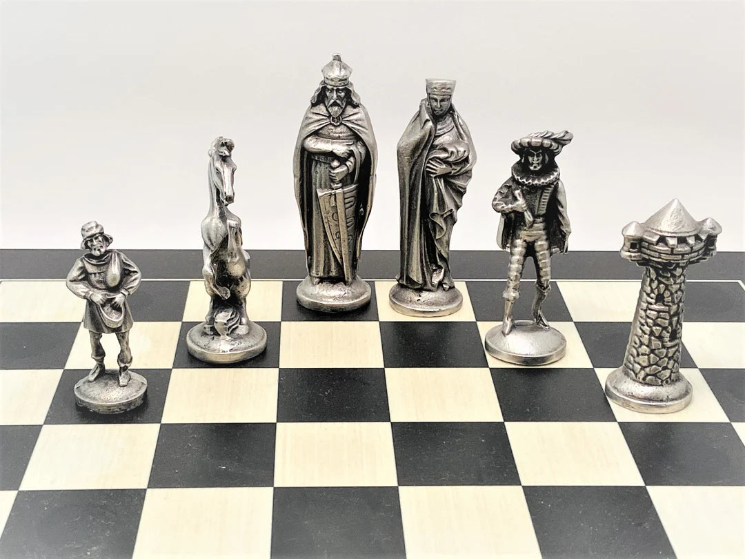 Mullingar Pewter Medieval Pewter Chess Set with Board