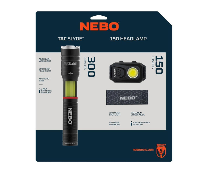 NEB-6746CP3 - Nebo Tac Slyde & 150 Headlamp Combo Pack