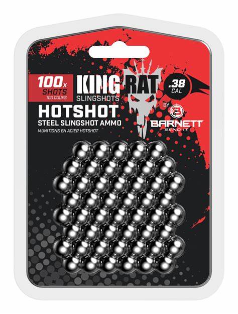 BARNBAHS100 - Hotshot Slingshot Steel ammo .38 Pk100