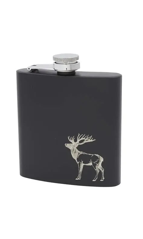 6oz Stag Black Matt Stainless Steel Flask