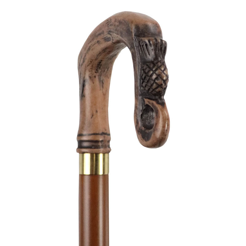 Brown Shepherds Crook Moulded Top Collectors Stick