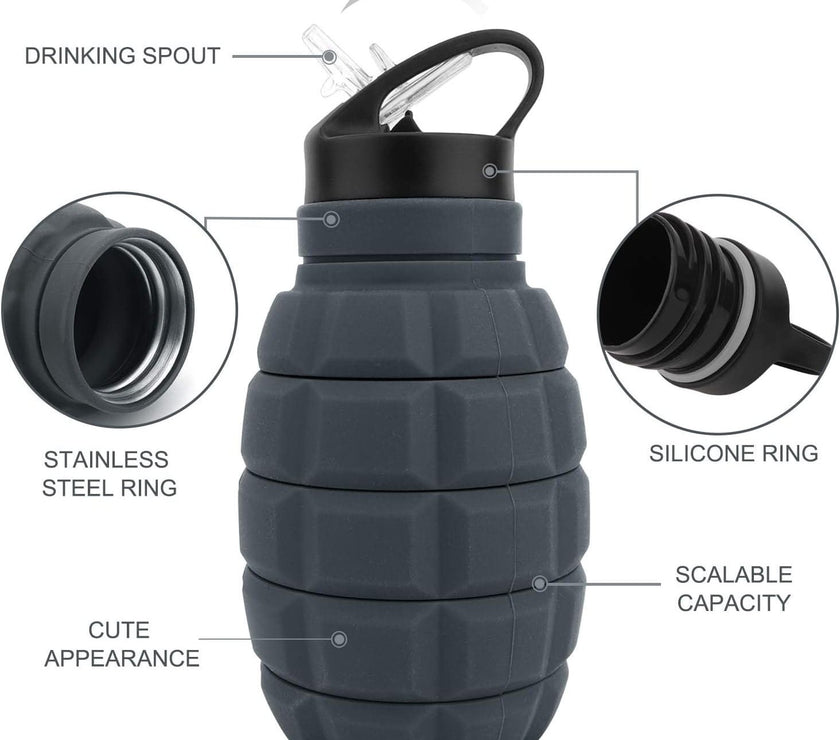 CALIBER GOURMET bottle GRENADE Colapsible 580 ml GREY
