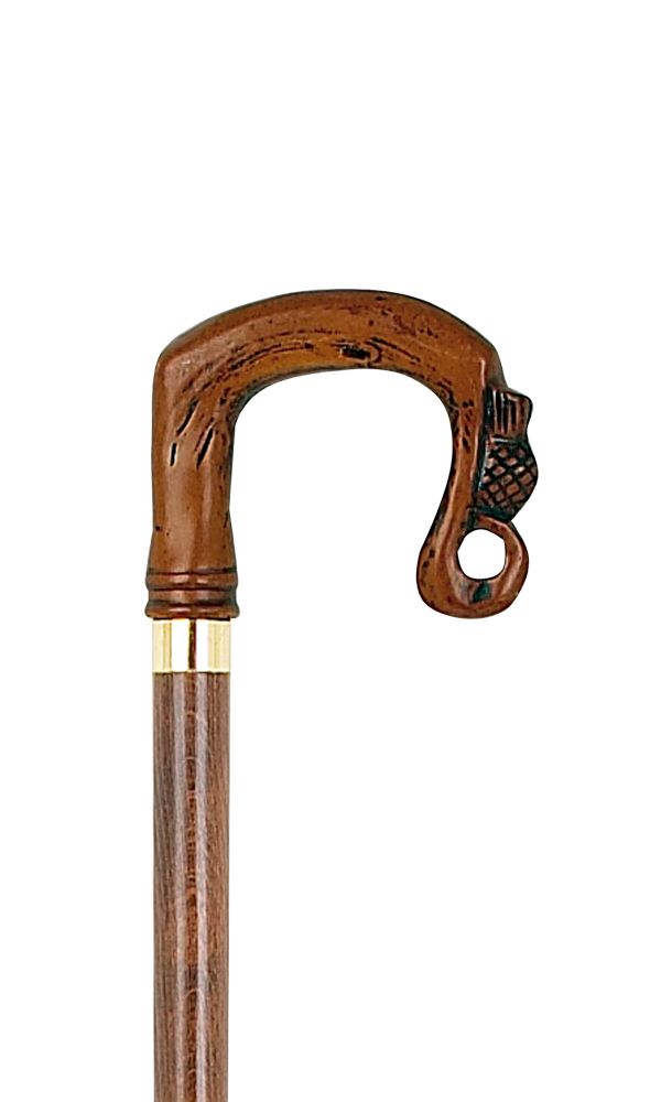 Brown Shepherds Crook Moulded Top Collectors Stick